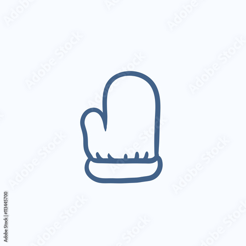 Santa mitten sketch icon.