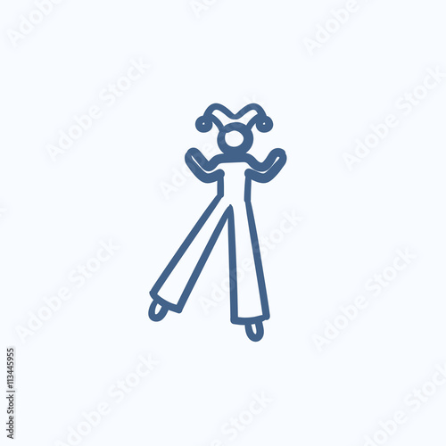 Clown on stilts  sketch icon.