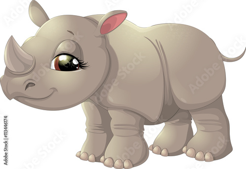 Cute baby rhinoceros sitting