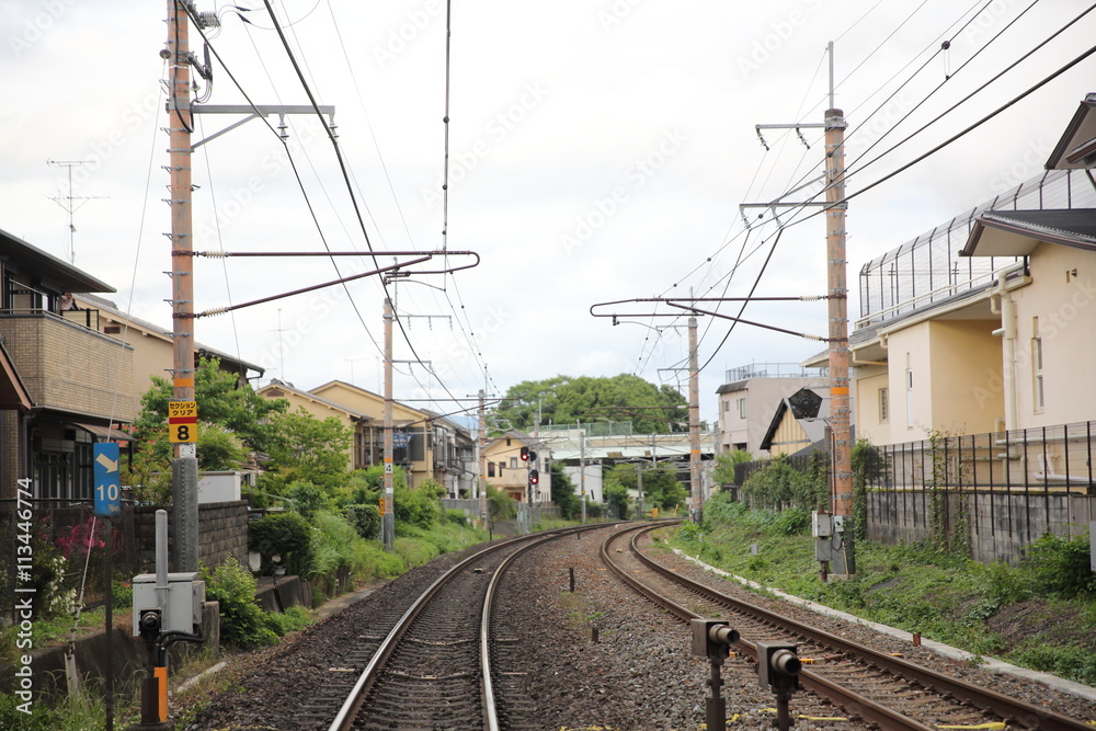 Japan rail train , Japanese railway in Kyoto Japan rail train , Japanese railway in Kyoto