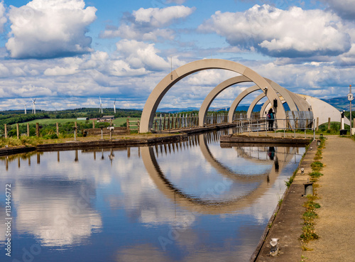 May 23rd 2016. Falkirk, Scotland, UK. The Falkirk Wheel boat lift, Boat Gondola, Falkirk, Scotland, UK photo