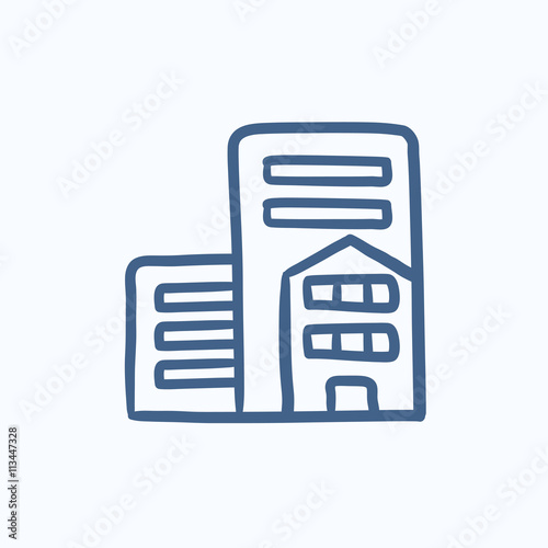 Residential buildings sketch icon.