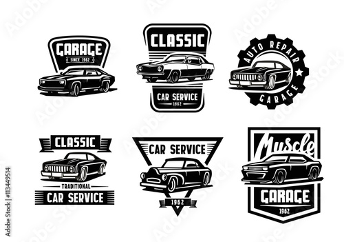 black vector retro car
