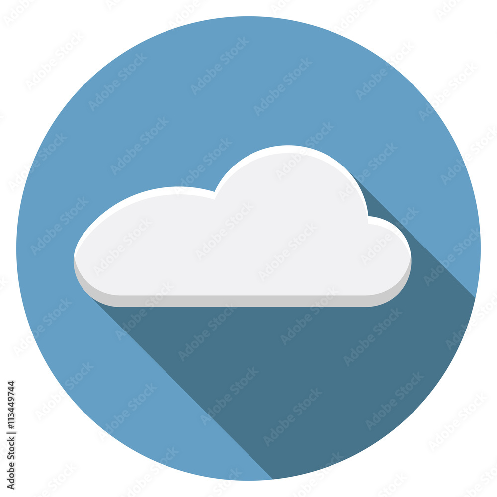 Flat design vector cloud icon with long shadow, isolated Flat design vector cloud icon with long shadow, isolated