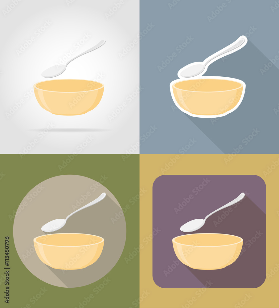 soup plate with spoon objects and equipment for the food vector soup plate with spoon objects and equipment for the food vector