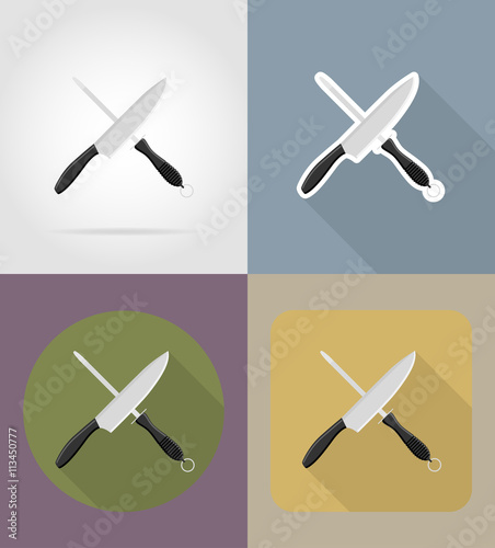 knife sharpener objects and equipment for the food vector illust
