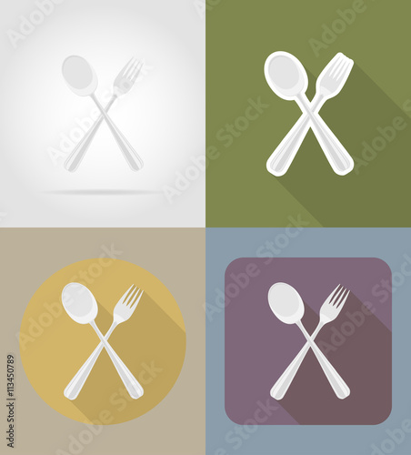 spoon with fork objects and equipment for the food vector illust