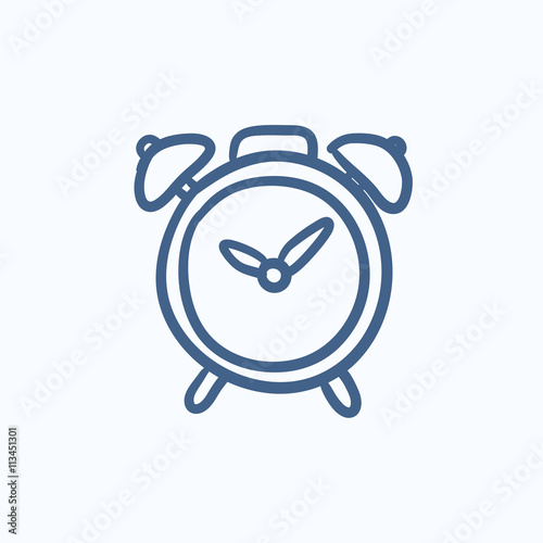 Alarm clock sketch icon.