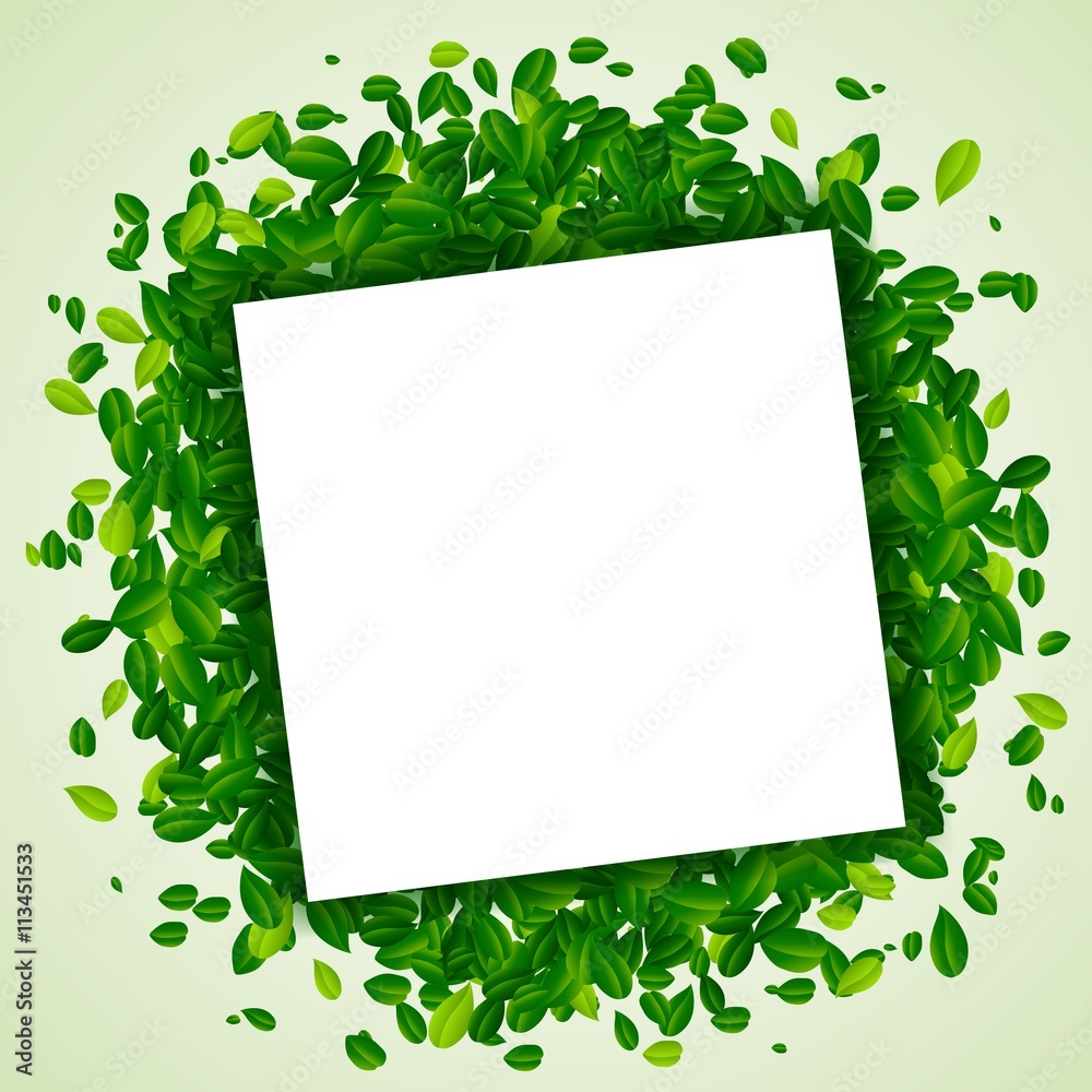 Backdrop with green leaves