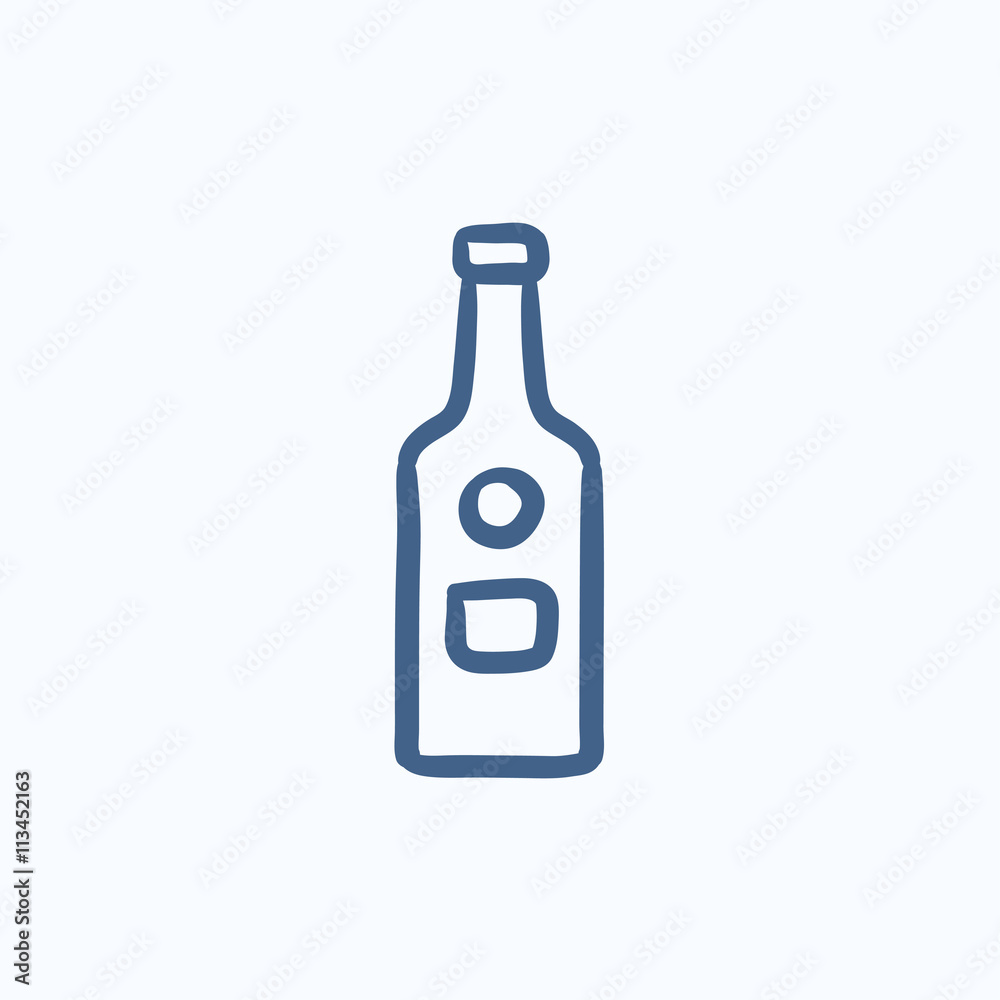 Glass bottle sketch icon. Glass bottle sketch icon.