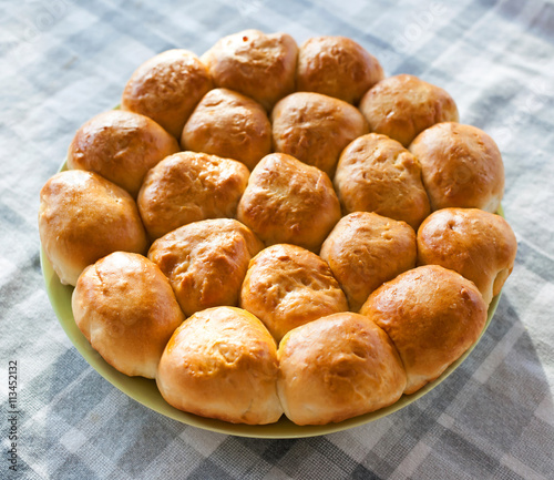 Pie Danube with salami and cheese. photo