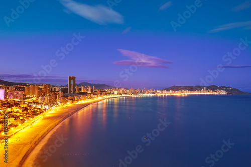 Benidorm Poniente beach sunset Alicante Spain