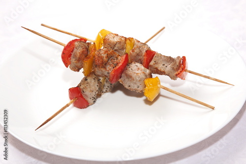 barbecue on skewer with sweet pepper