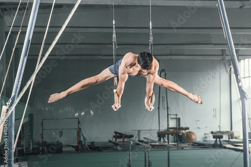Gymnast on Stationary Rings