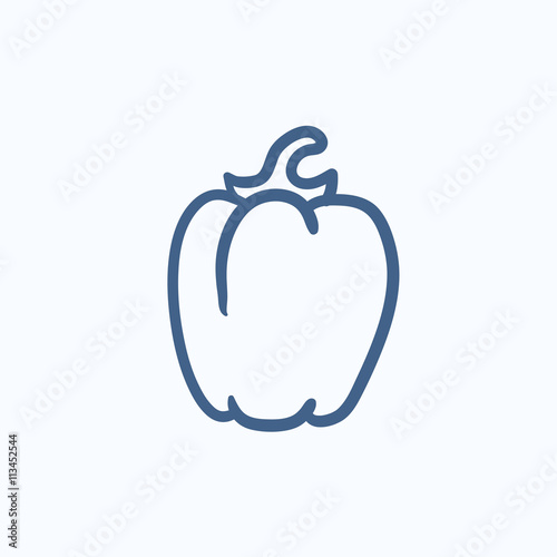 Bell pepper sketch icon.
