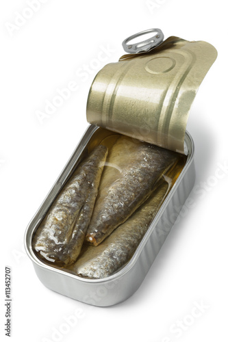 Open tin of sardines in oil