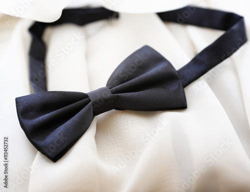 Black bow tie, isolated on white background