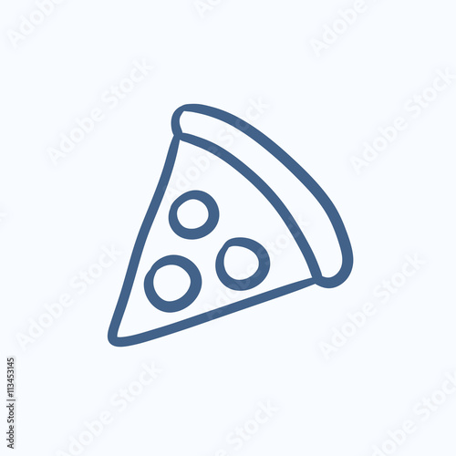 Pizza slice sketch icon.