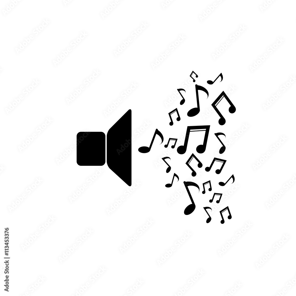 Speaker icon with music notes. Vector illustration Speaker icon with music notes. Vector illustration