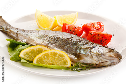 Fish dish - roasted trout with vegetables