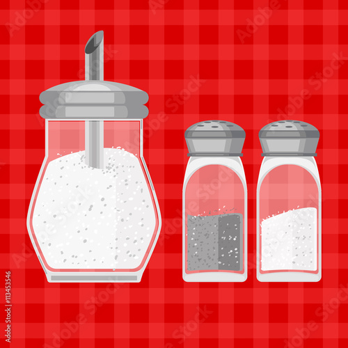 Vector illusrtation of sugar, salt and pepper