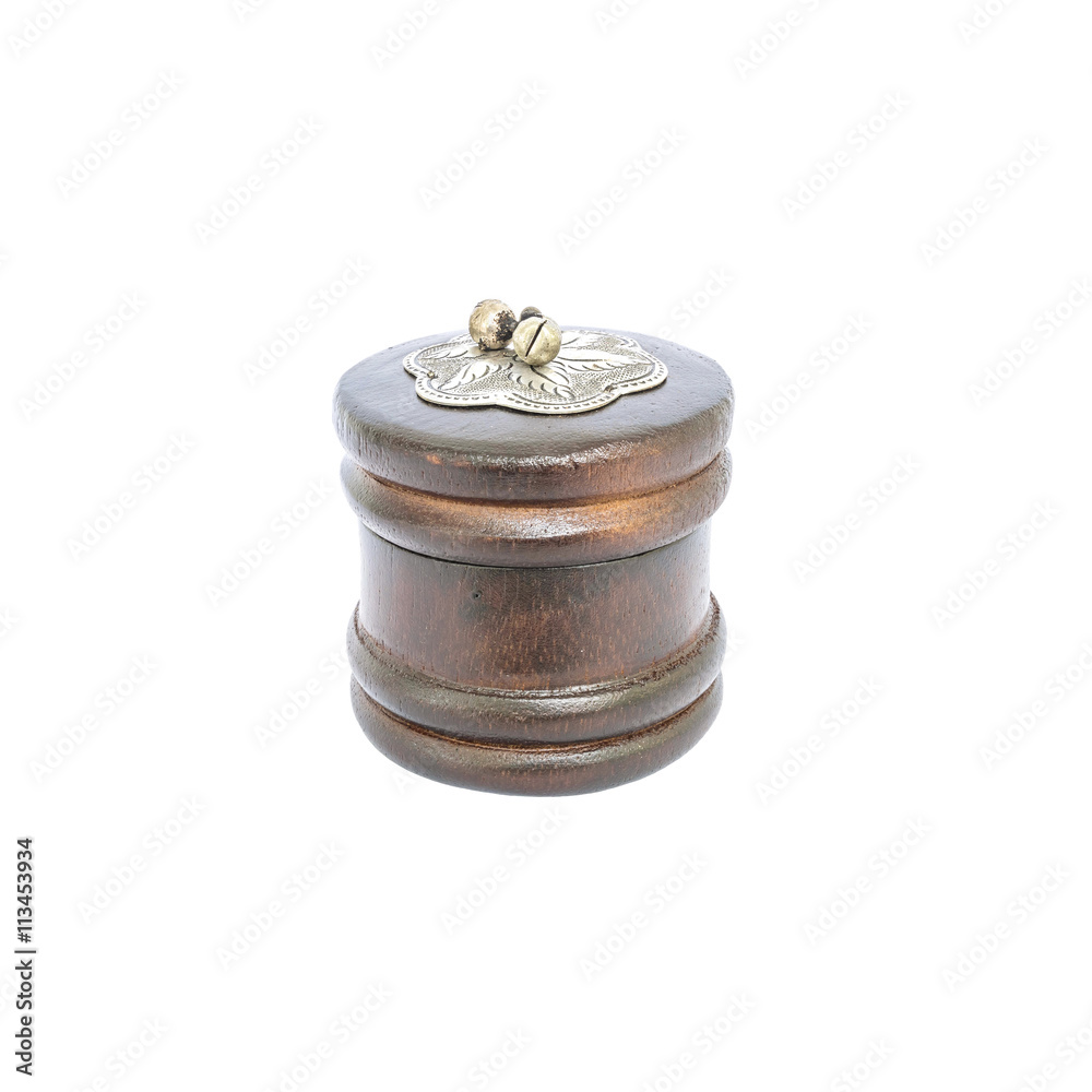 Closeup wooden thai traditional casket isolated on white background with clipping path Closeup wooden thai traditional casket isolated on white background with clipping path