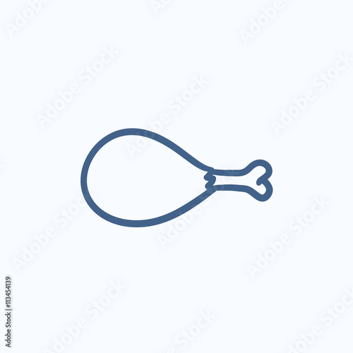 Chicken leg sketch icon.