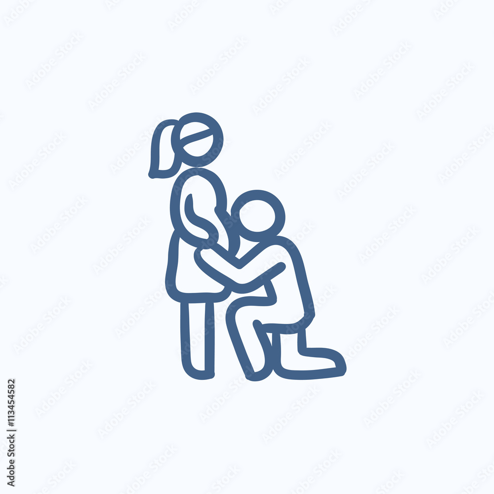 Man with pregnant wife sketch icon. Man with pregnant wife sketch icon.