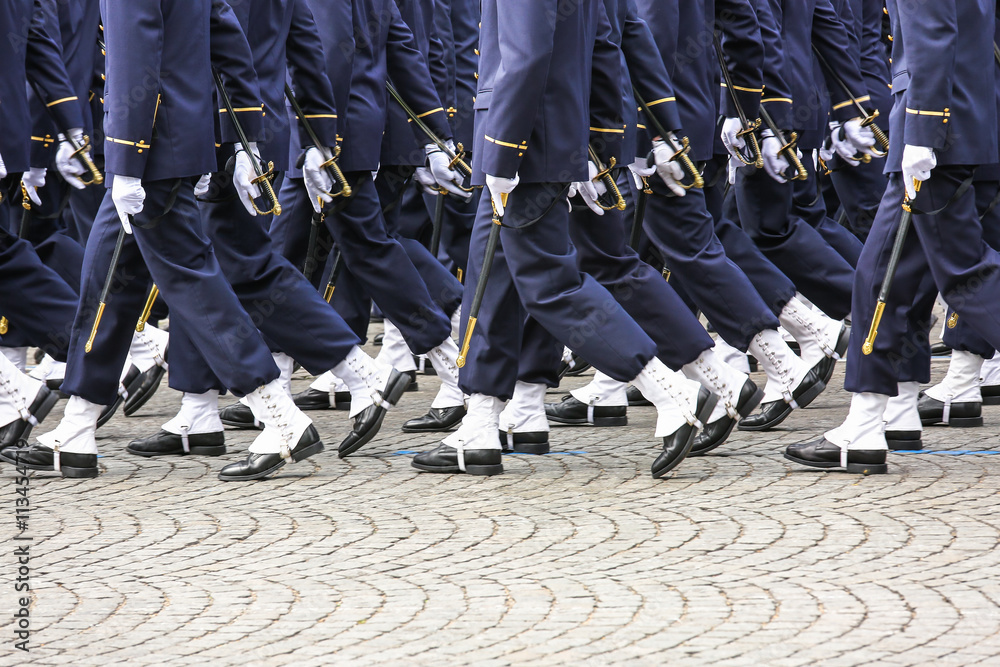Obraz premium Close-uo of Military parade during the ceremonial