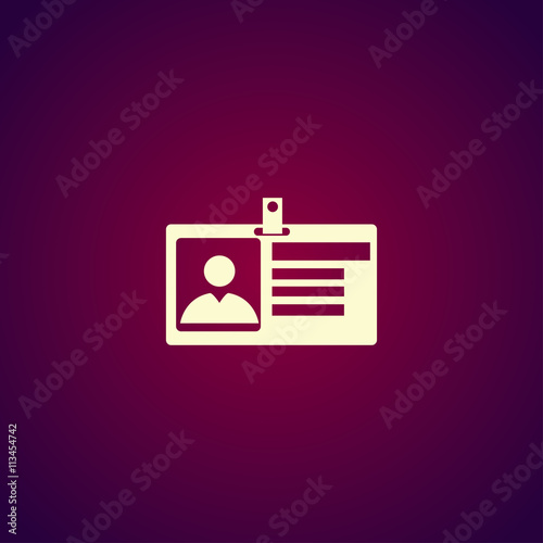 Identification card icon. Flat design style.