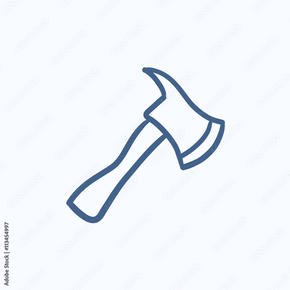 Fire axe sketch icon. Fire axe sketch icon.