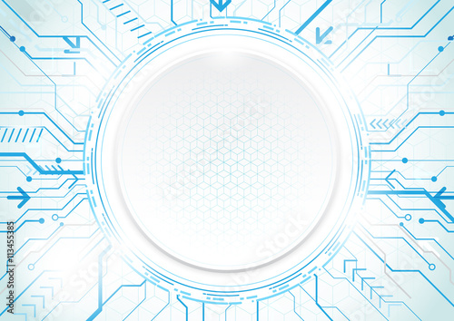 Abstract technology blue background. Circle geometric modern con