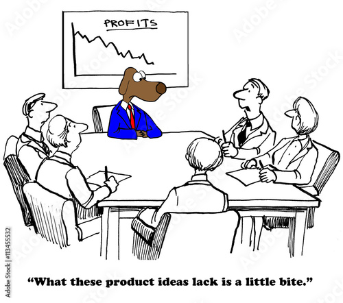 Business cartoon about product ideas that need to be more outstanding.