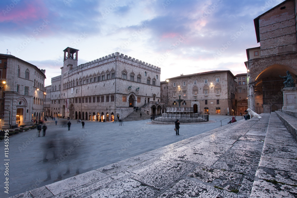 View of Piazza IV Novembre, Perugia, Umbria, Italy