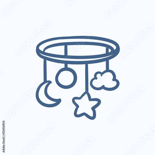 Baby bed carousel sketch icon