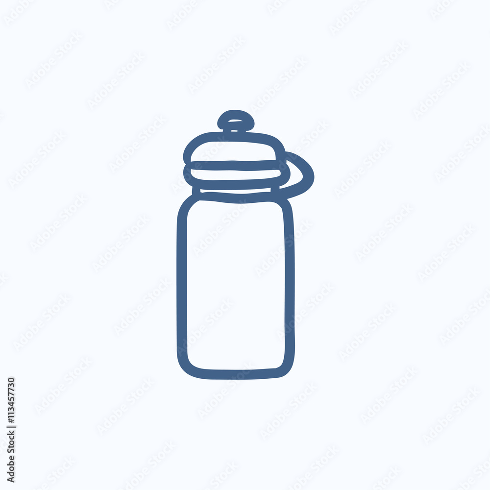 Sport water bottle sketch icon. Sport water bottle sketch icon.