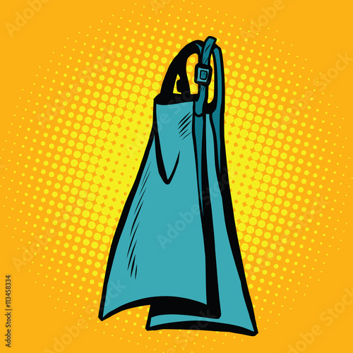 Blue realistic flippers for diving and swimming