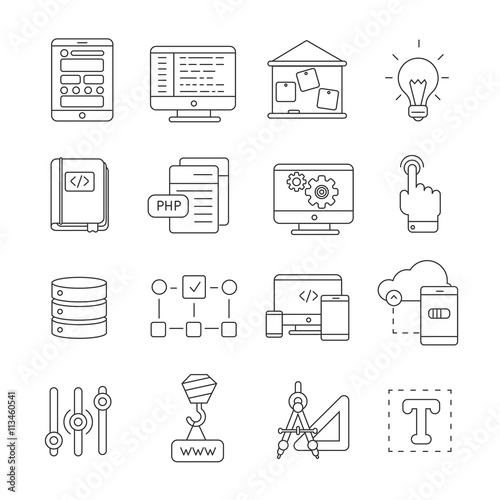 Program Development Line Icon Set