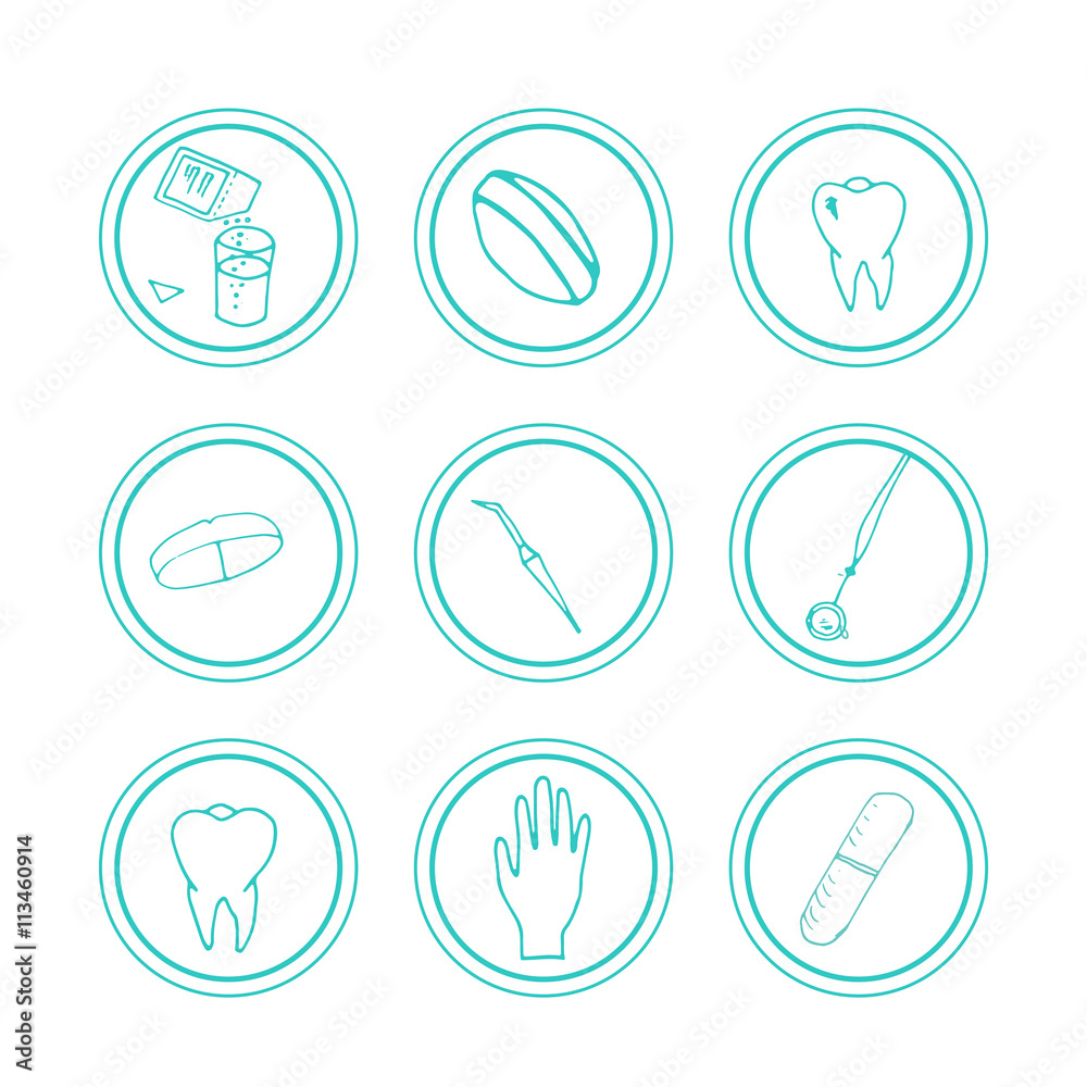 Hand drawn medical icons.