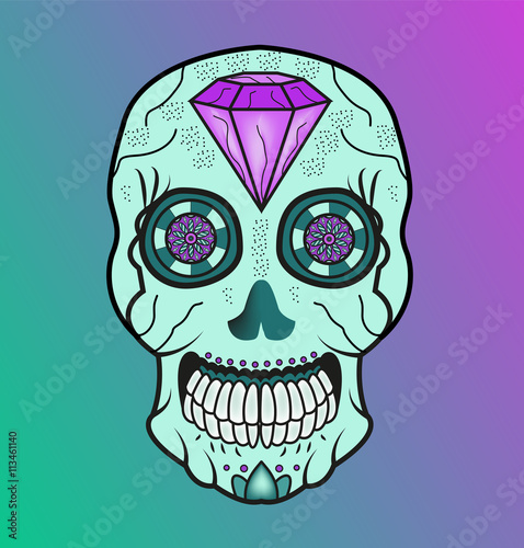 Vector skull with diamond, teschio vettoriale con diamante