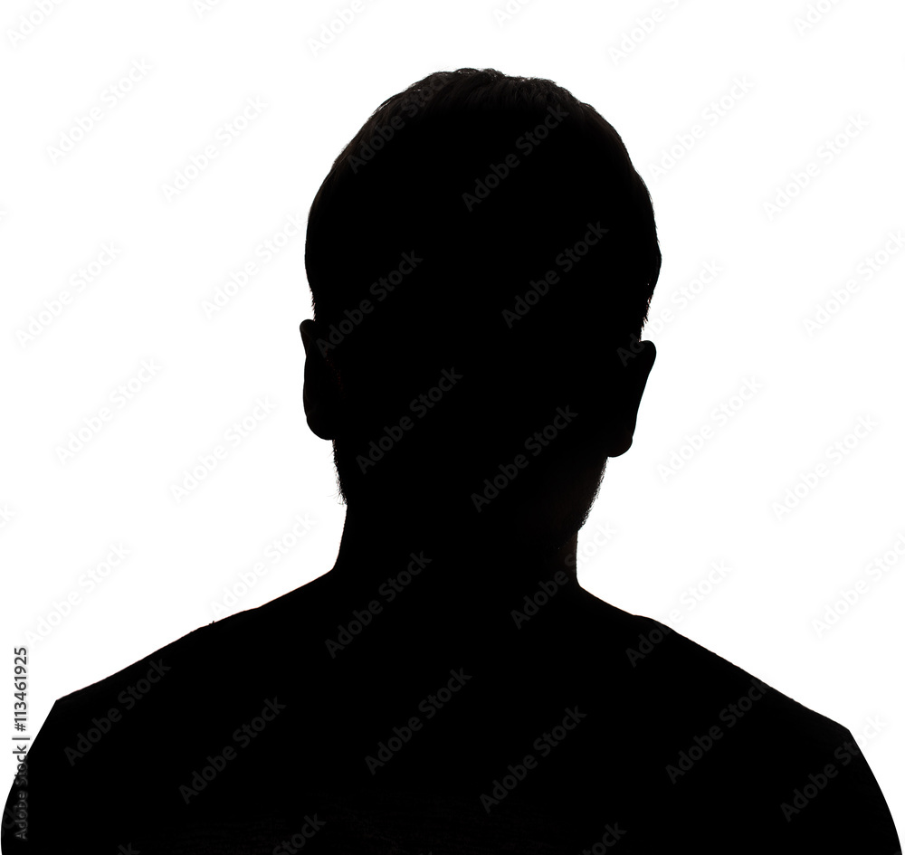 Hidden face in the shadow.male person silhouette - obrazy, fototapety, plakaty 