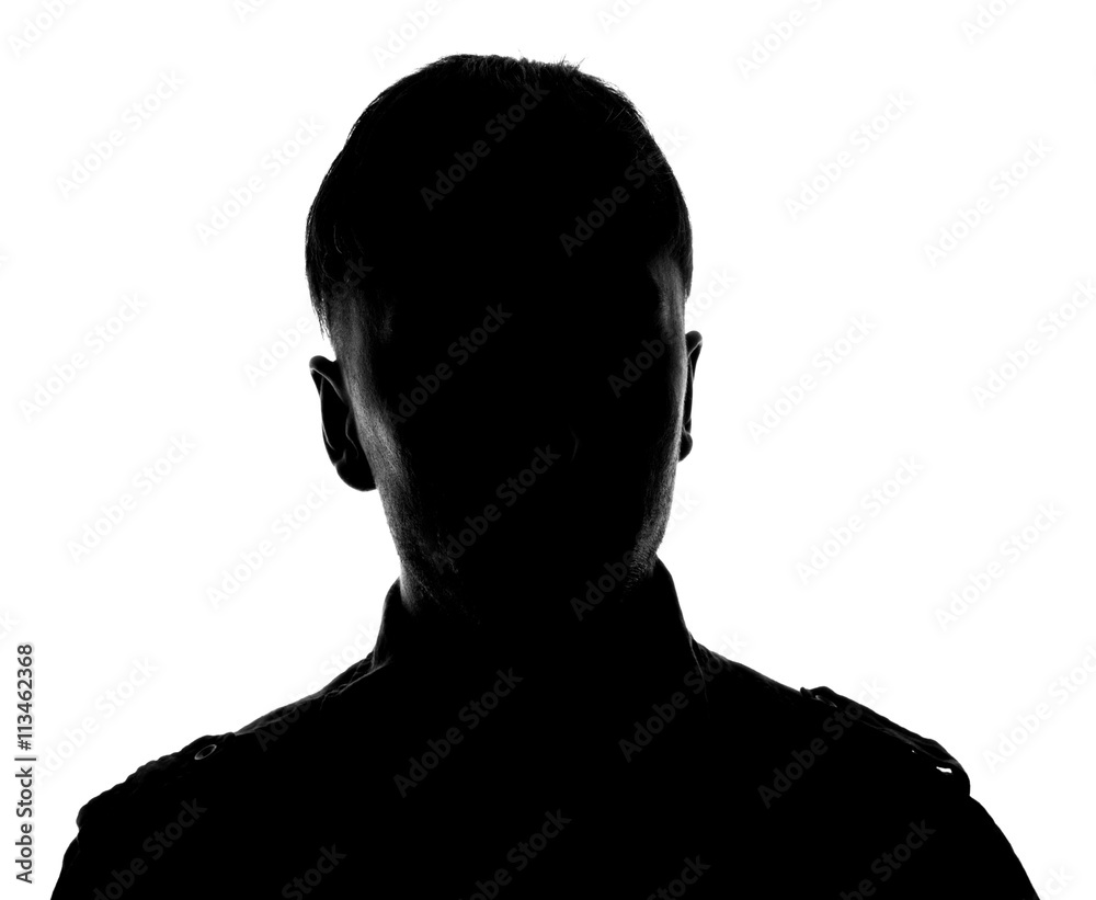 Hidden face in the shadow.male person silhouette Hidden face in the shadow.male person silhouette