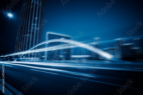 motion blurred car at bridge,tianjin city,china. © kalafoto