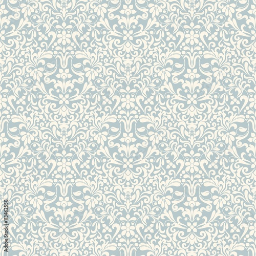 Seamless background of light blue color in the style of Damascus