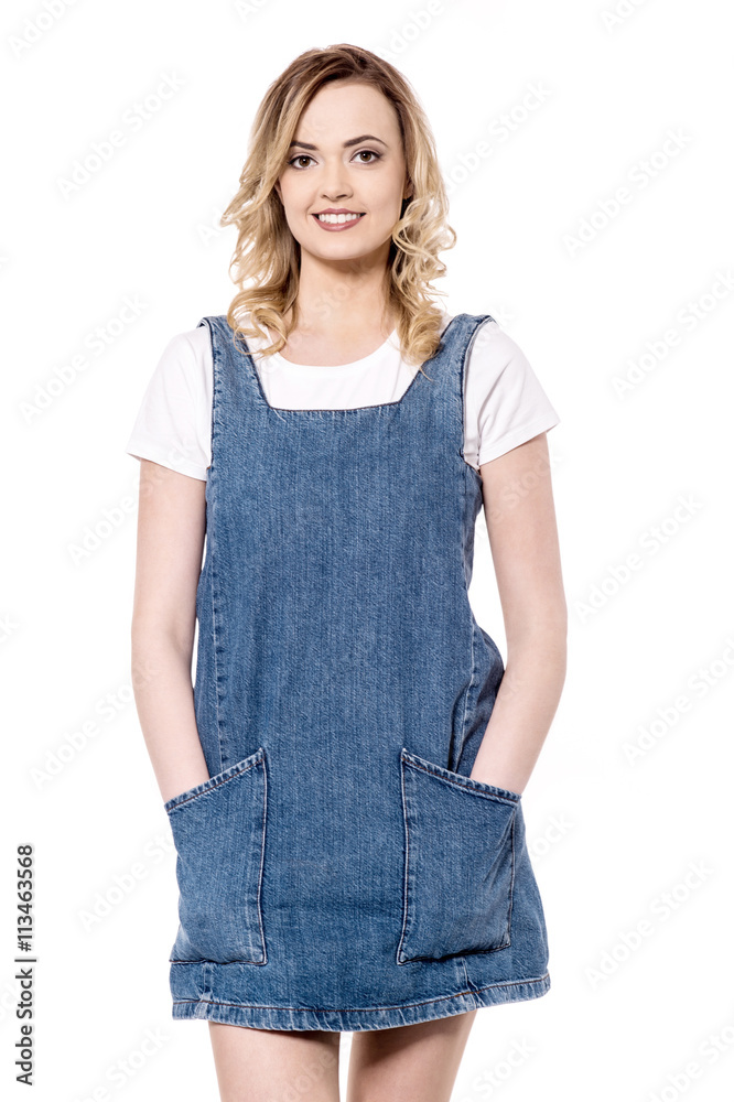 Smiling casual female looking at camera. Smiling casual female looking at camera.