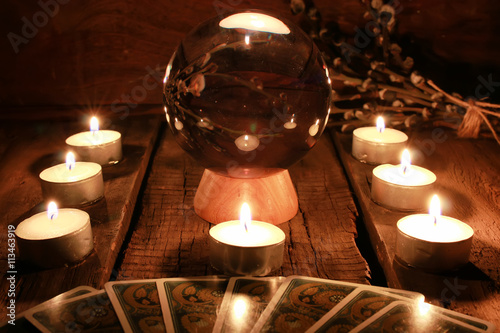 candle divination tarot cards photo