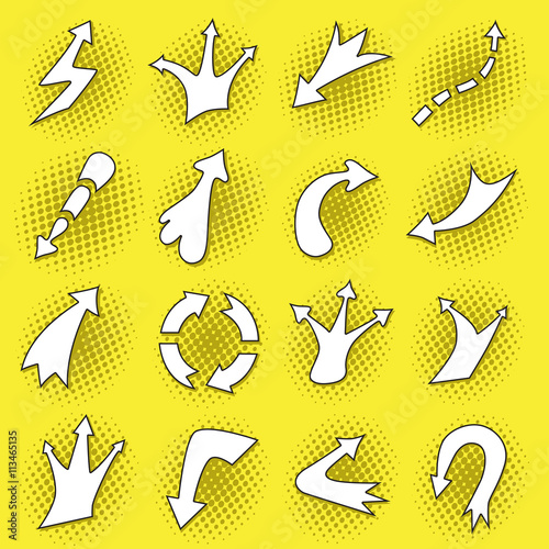 Pop art arrows set