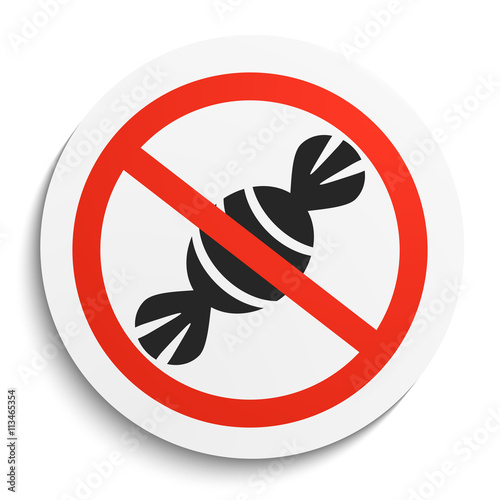 No Sweets and Candies Sign on White Round Plate