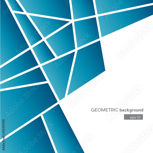 Geometric Abstract blue polygons, vector background