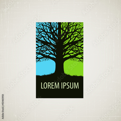 nature, ecology or environment vector logo. leafless tree icon, symbol
